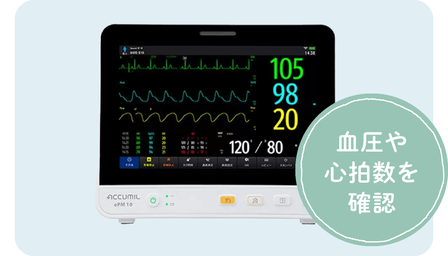 血圧や心拍数を確認