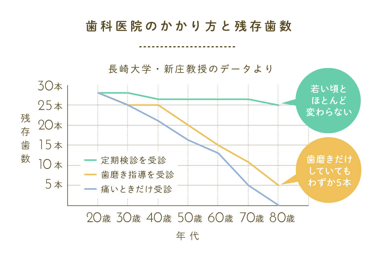 歯科医院のかかり方と残存歯数